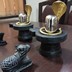 Twin Parad Shivling weighing 750 grams each (Height : 2.75 inches and Circumference :5 inches) seated on a Black Stone Yoni along with a revolving Golden Brass Serpant